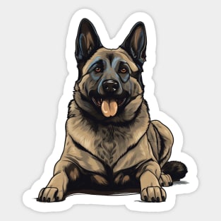 Norwegian Elkhound Dog Illustration Sticker